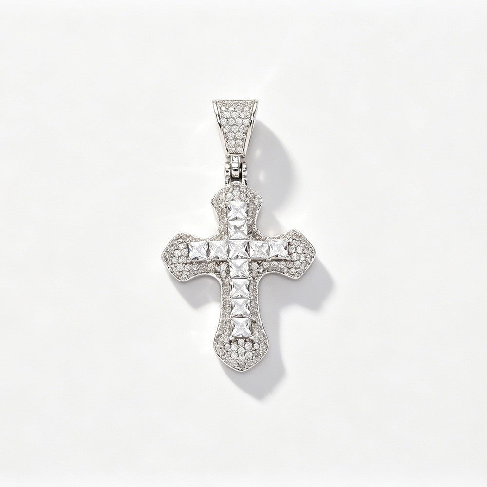 Classy Iced Out Cross Pendant Necklace