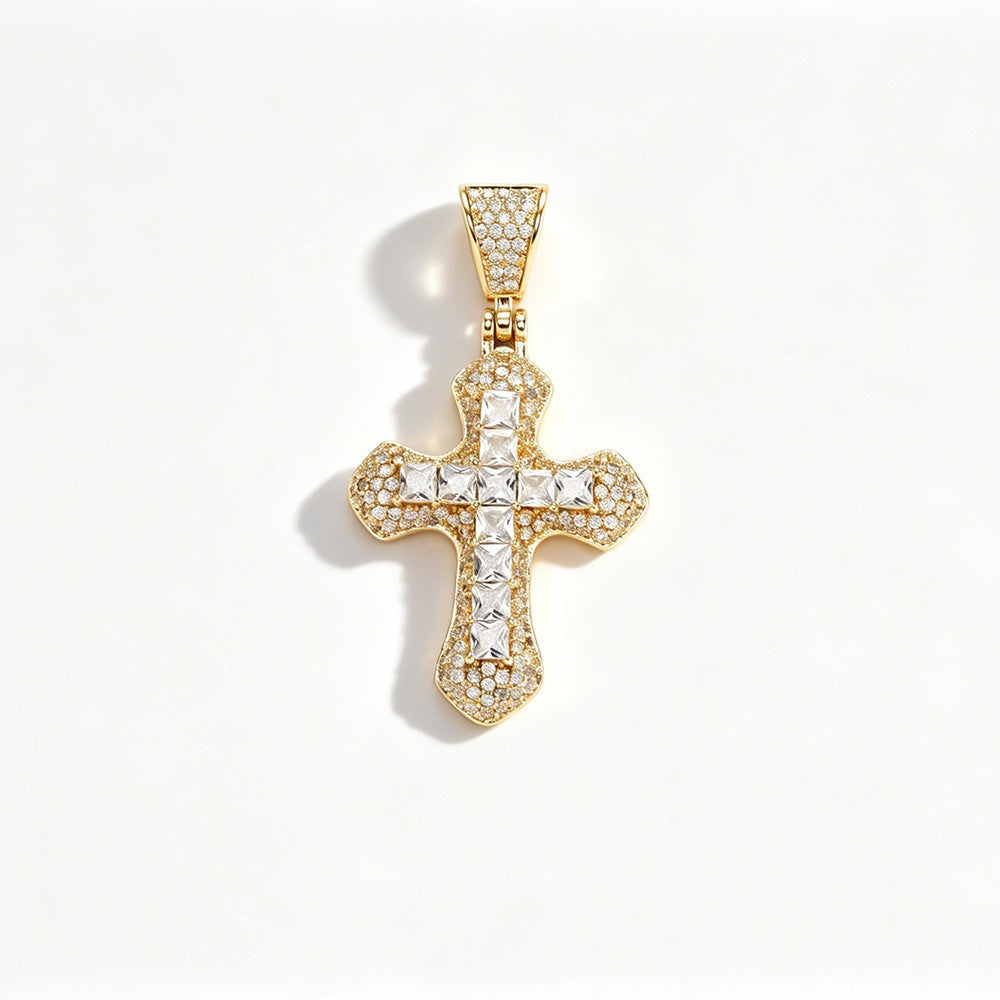 Classy Iced Out Cross Pendant Necklace