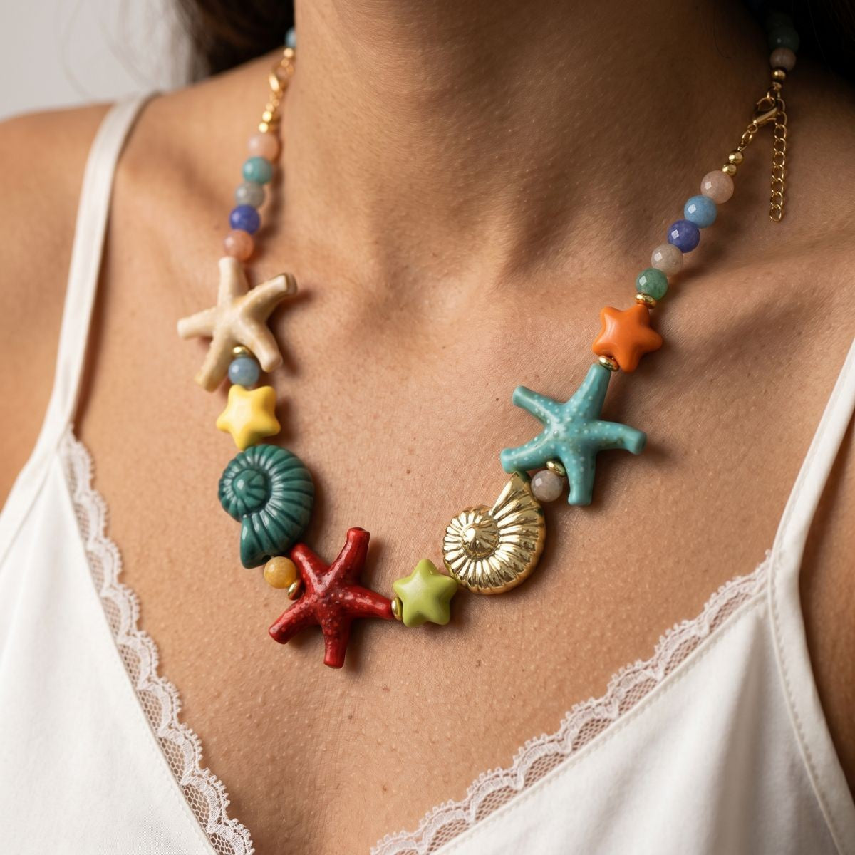 Boho Colorful Resin Starfish Necklace