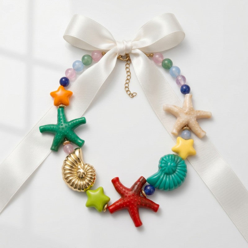 Boho Colorful Resin Starfish Necklace