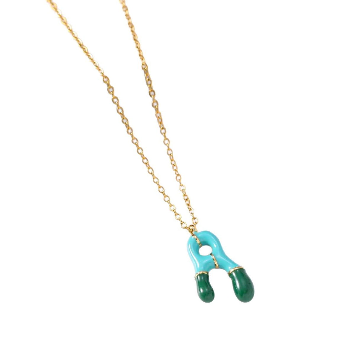 Classy Colorful Enamel Initial Necklace