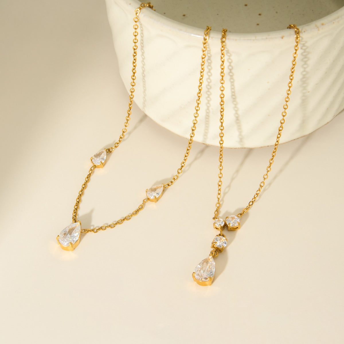 Dainty Layered Teardrop Zirconia Necklace