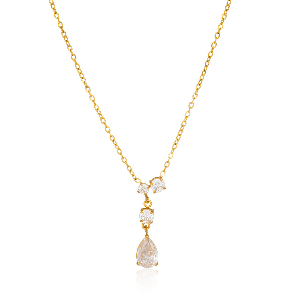 Dainty Layered Teardrop Zirconia Necklace