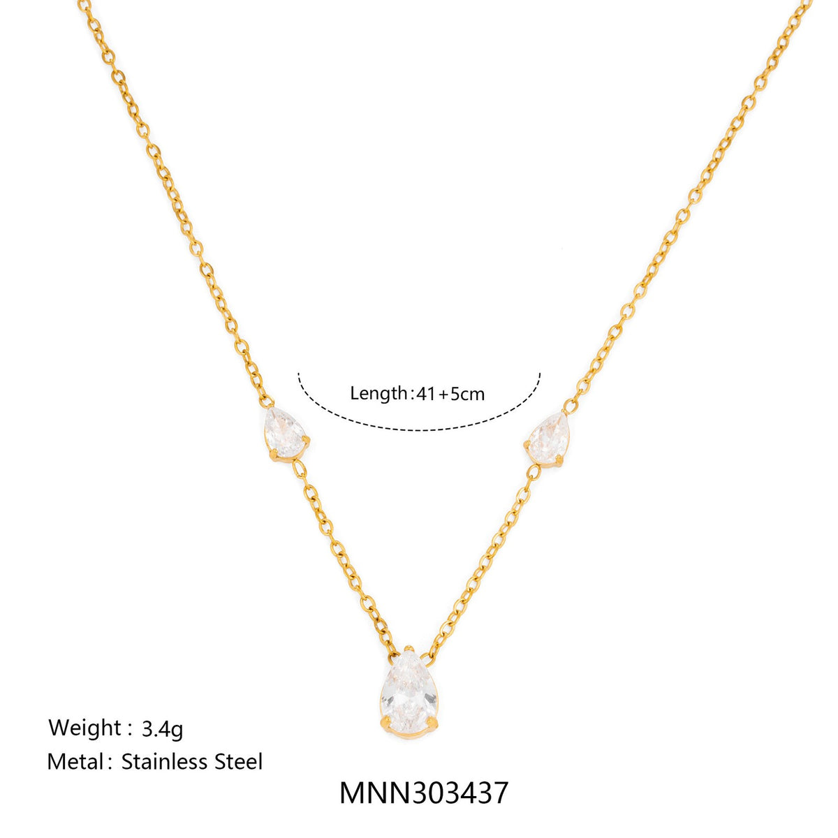 Dainty Layered Teardrop Zirconia Necklace