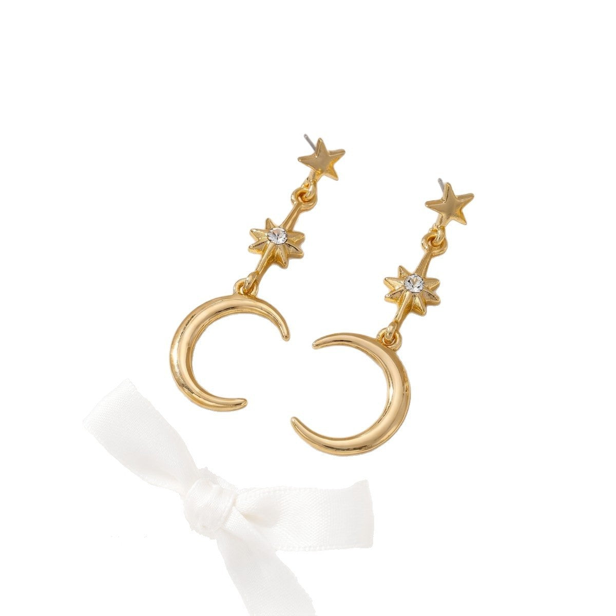 Dainty Star Moon Drop Earrings