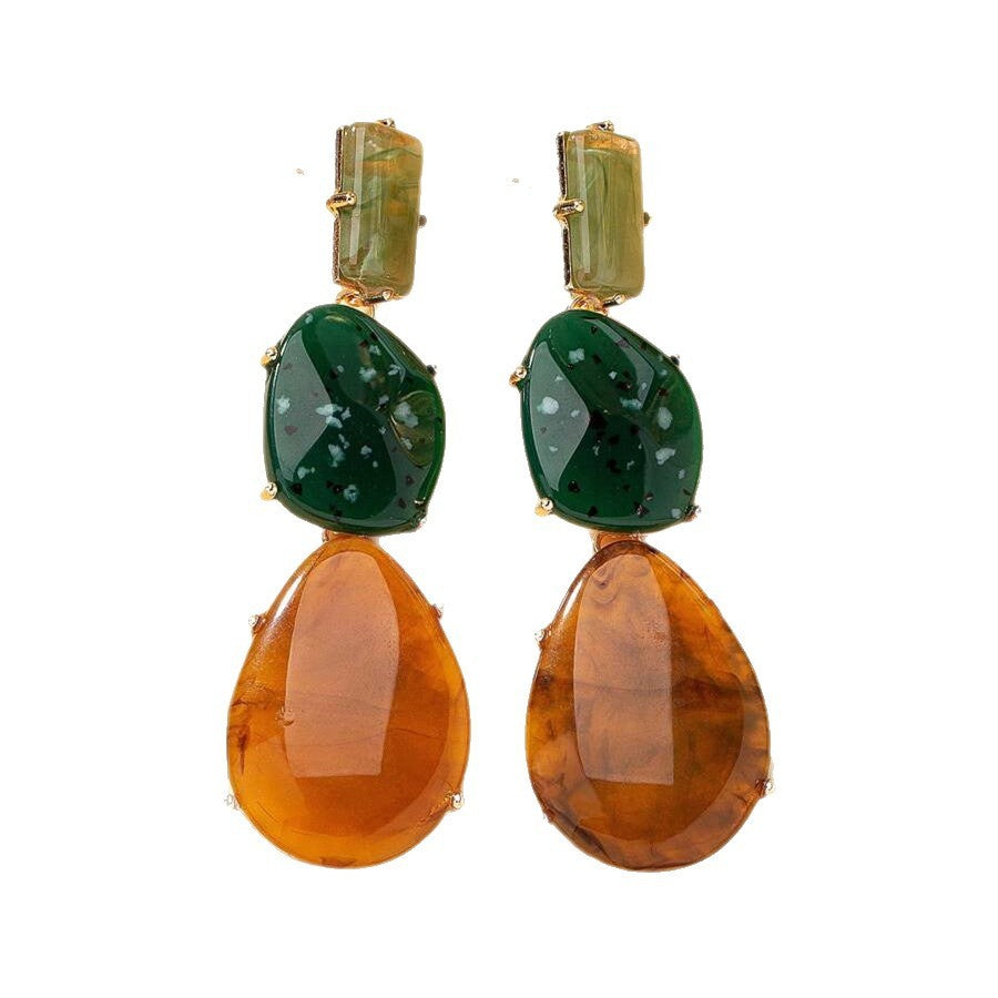 Boho Marbled Resin Stack Drop Earrings