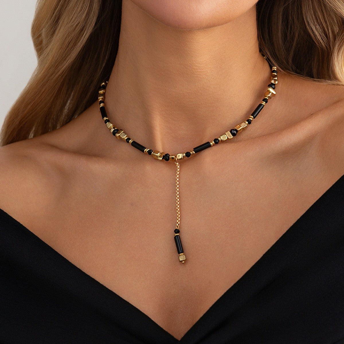 Classy Geometric Crystal Y-Necklace