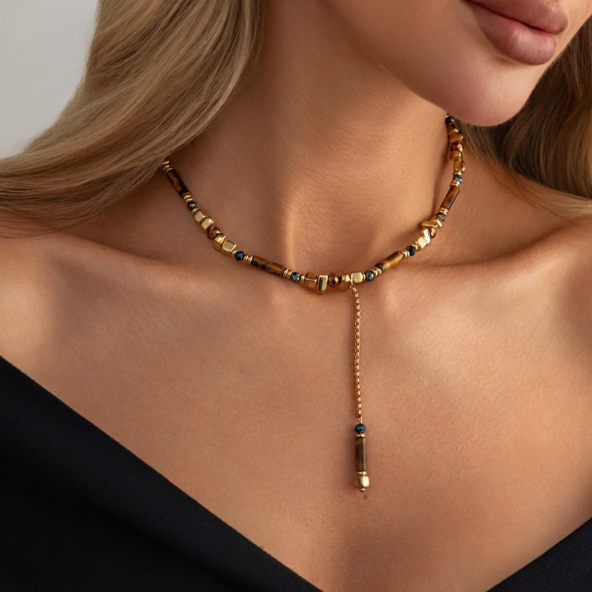 Classy Geometric Crystal Y-Necklace