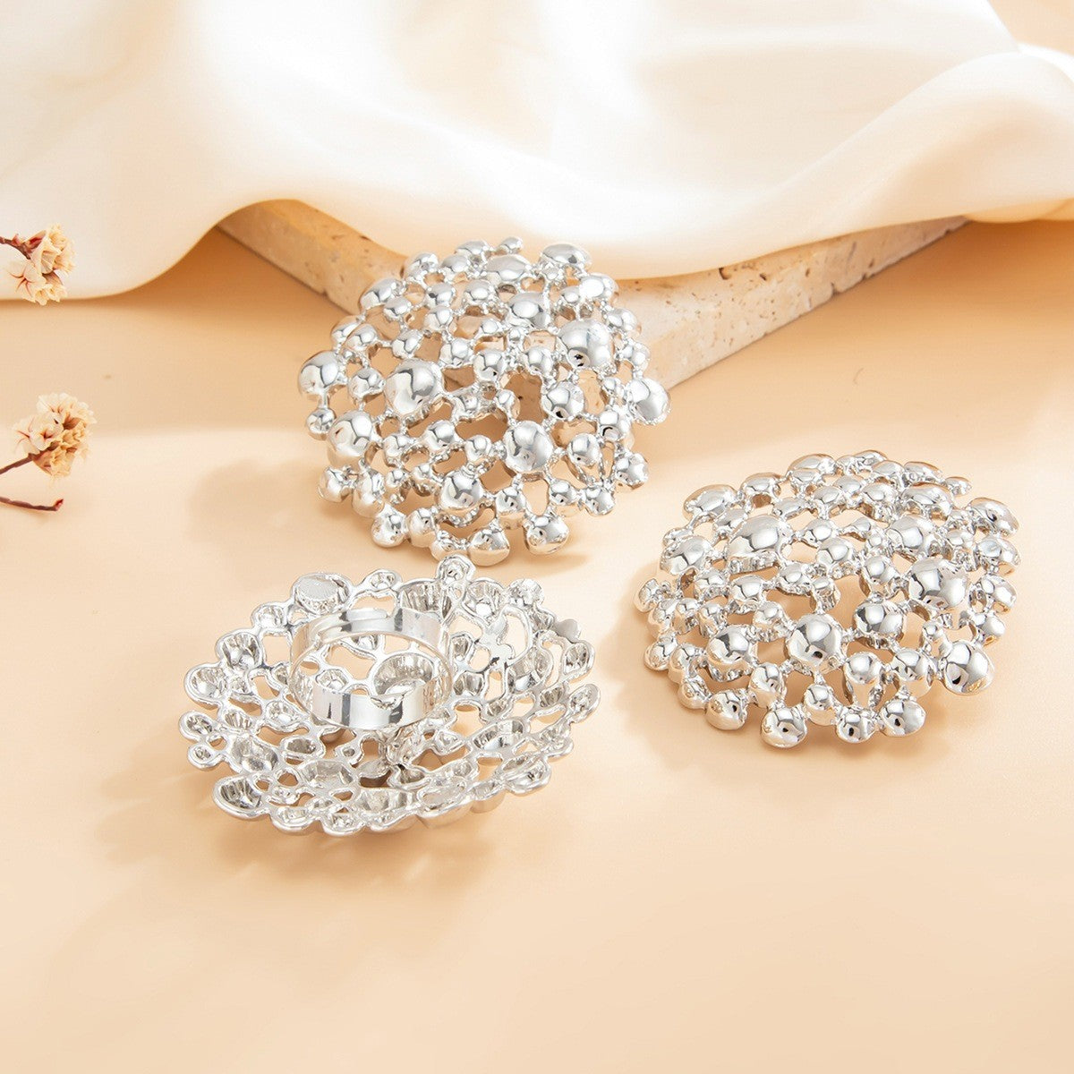 Classy Geometric Honeycomb Earring and Ring Set