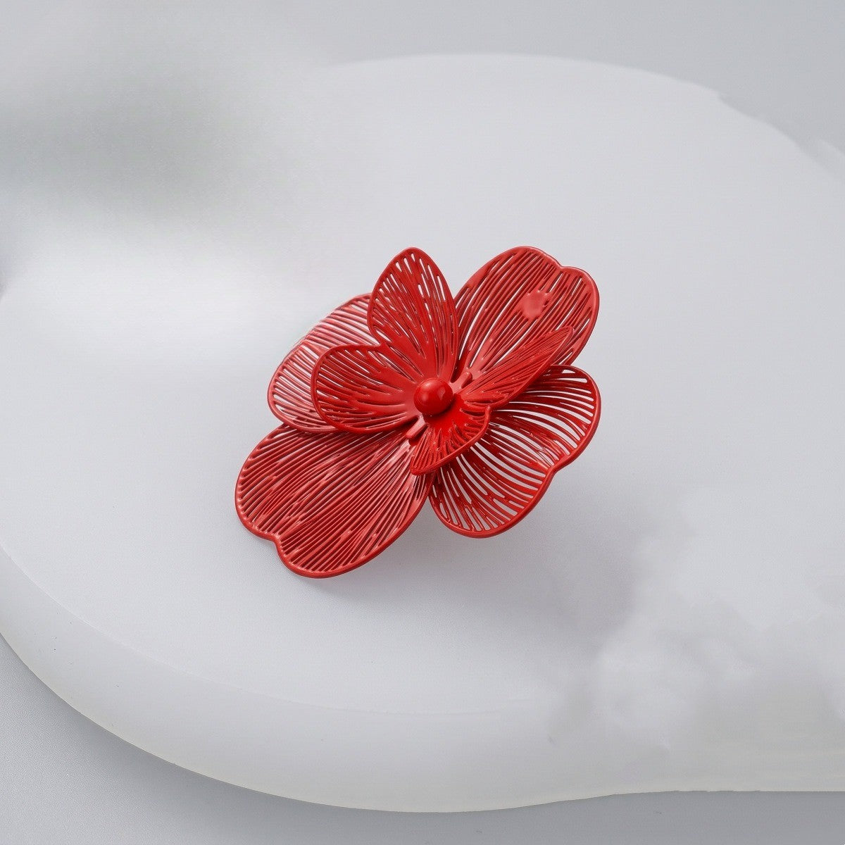Classy Orange Textured Flower Stud Earrings