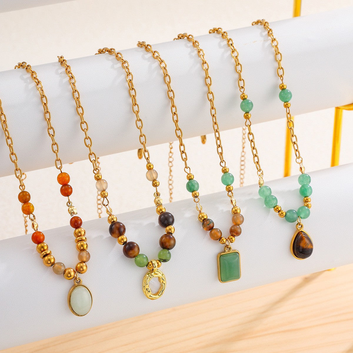 Vintage Boho Multi-Stone Layered Necklace