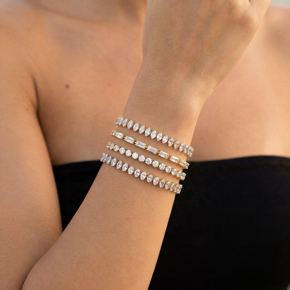 Elegant Mixed Cut Cubic Zirconia Bracelet