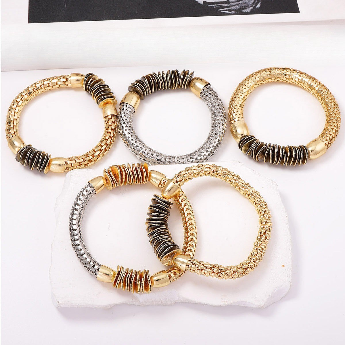 Classy Two Tone Woven Snake Bangle