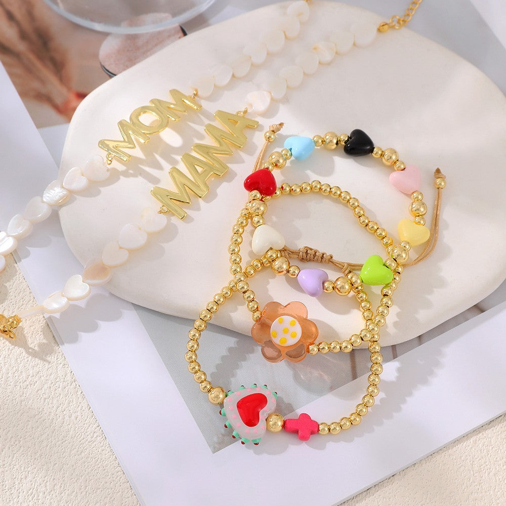 Sweet Mama & Mom Letter Charm Bracelet Set