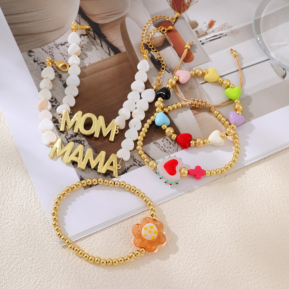 Sweet Mama & Mom Letter Charm Bracelet Set