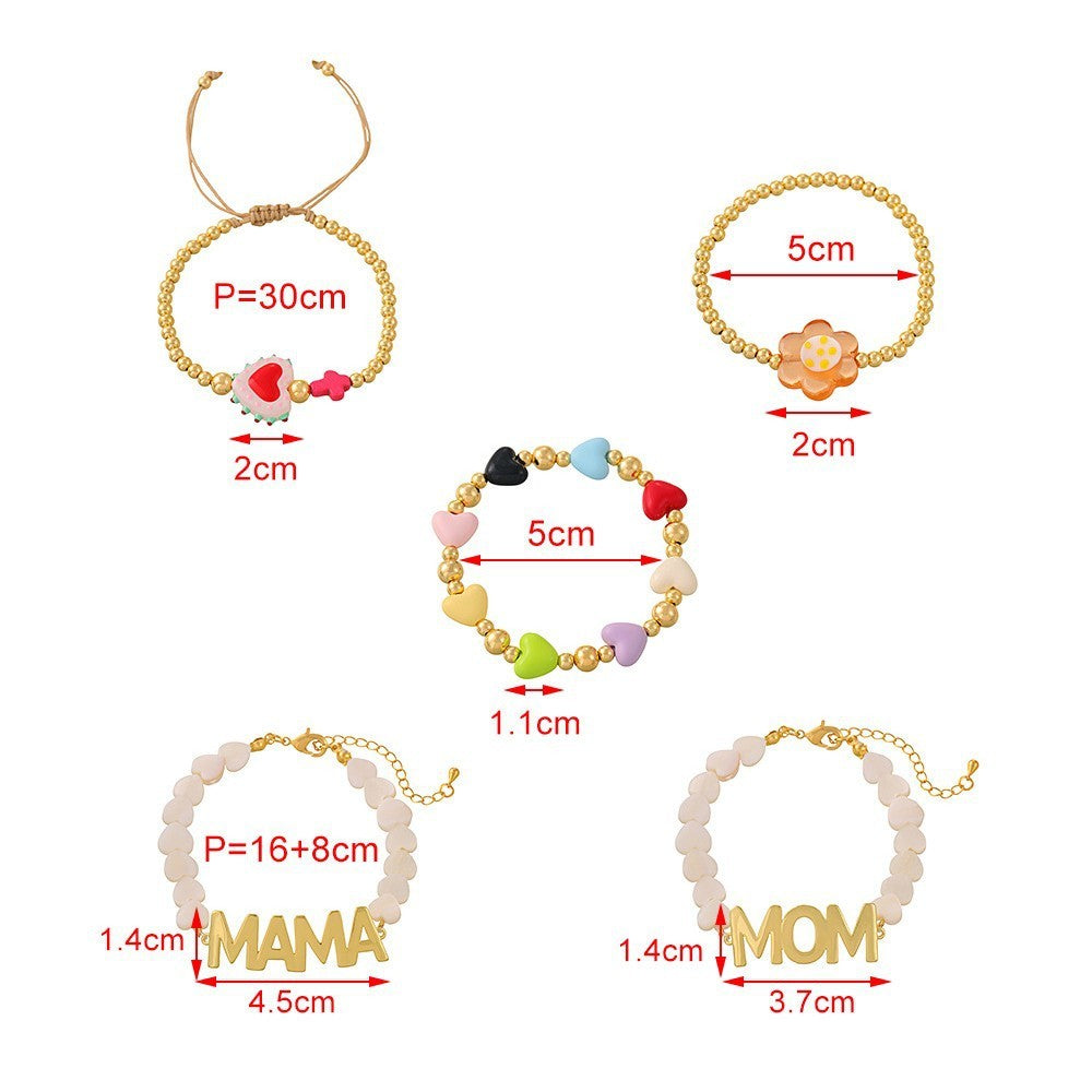 Sweet Mama & Mom Letter Charm Bracelet Set