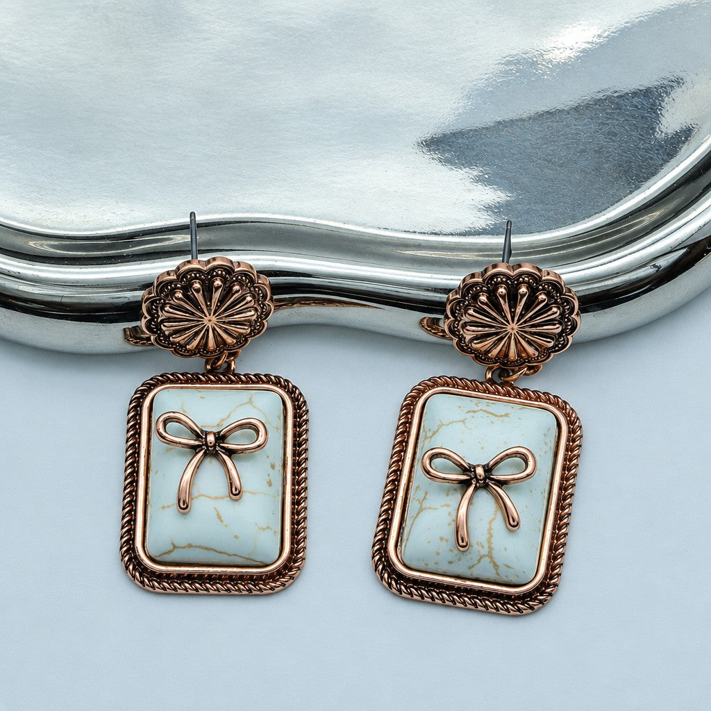 Vintage Turquoise Bull Skull Dangle Earrings