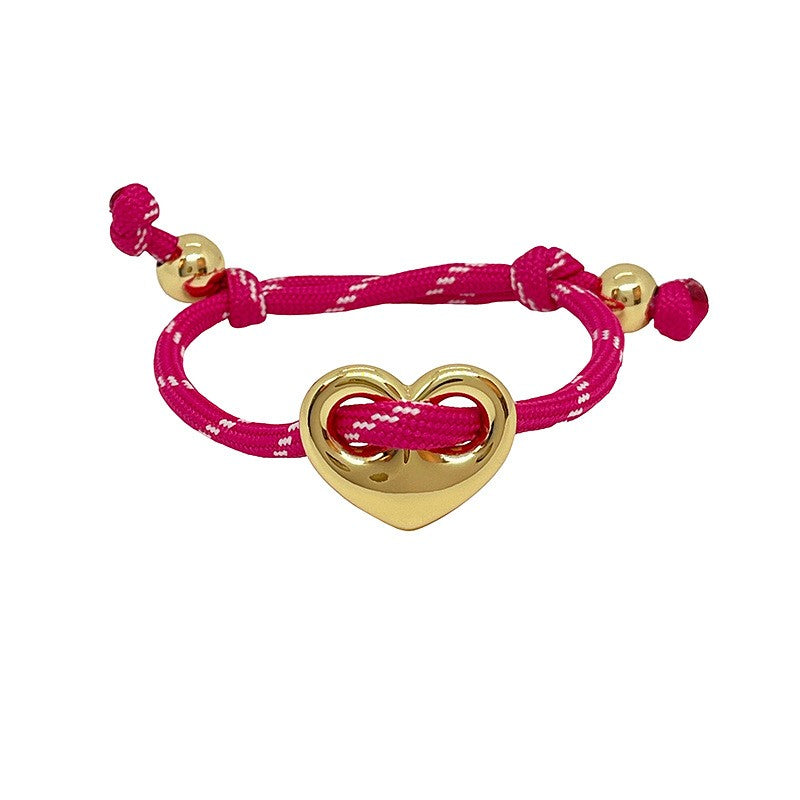 Dopamine Multi-Color Braided Heart Bracelet Set