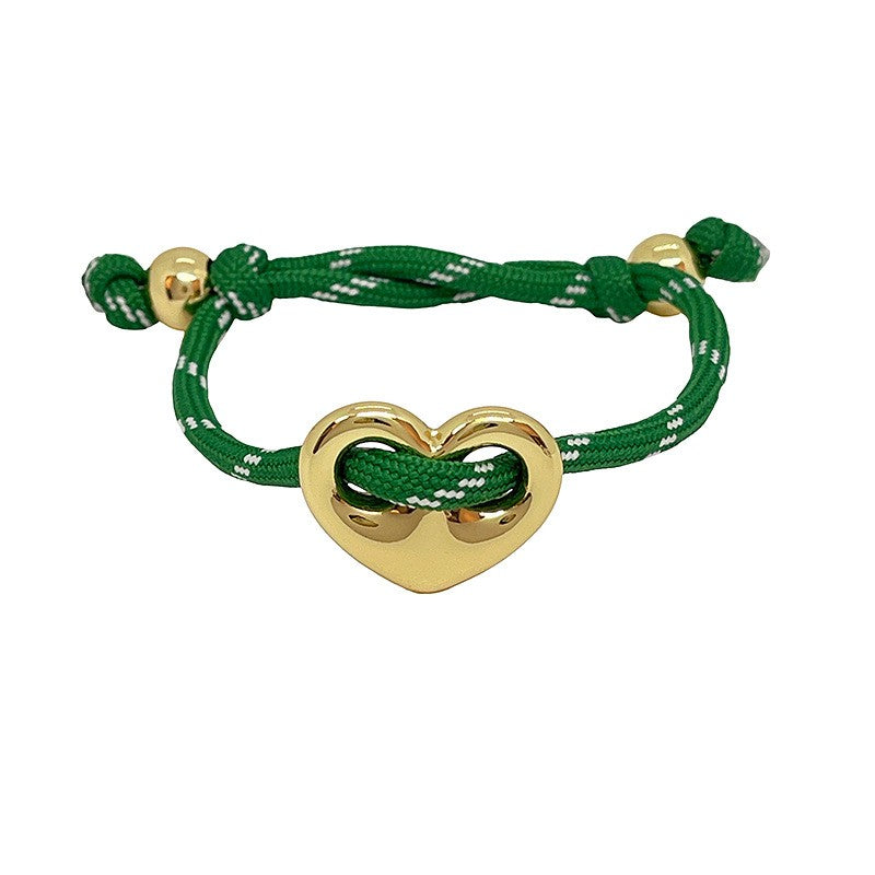 Dopamine Multi-Color Braided Heart Bracelet Set