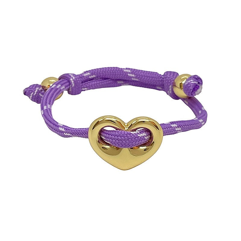 Dopamine Multi-Color Braided Heart Bracelet Set