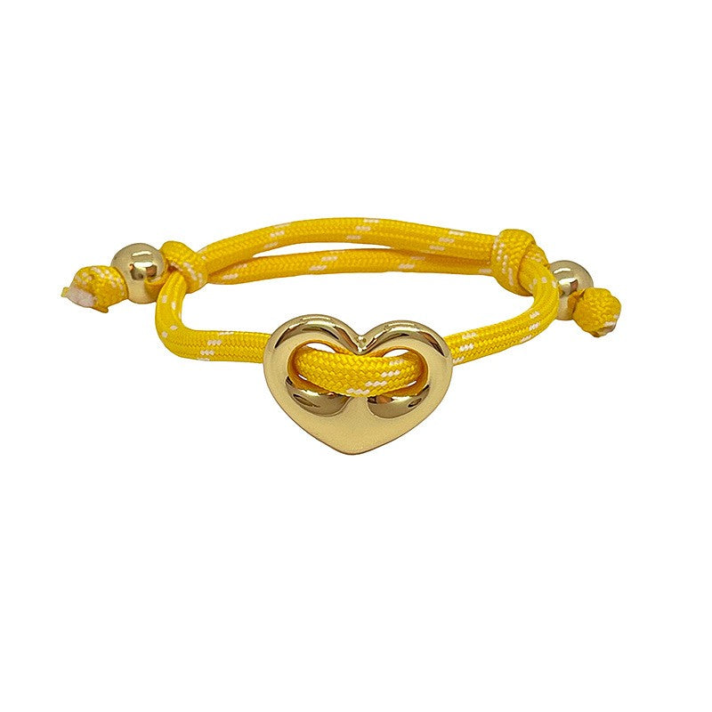 Dopamine Multi-Color Braided Heart Bracelet Set