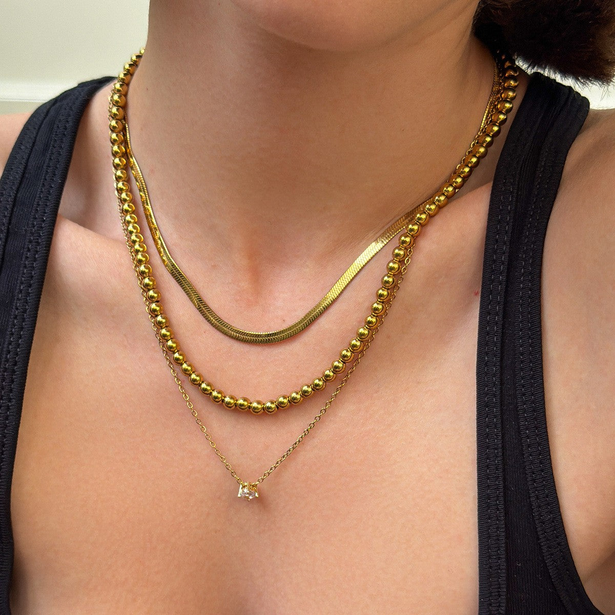 Classy Layered Snake & Bead Necklace