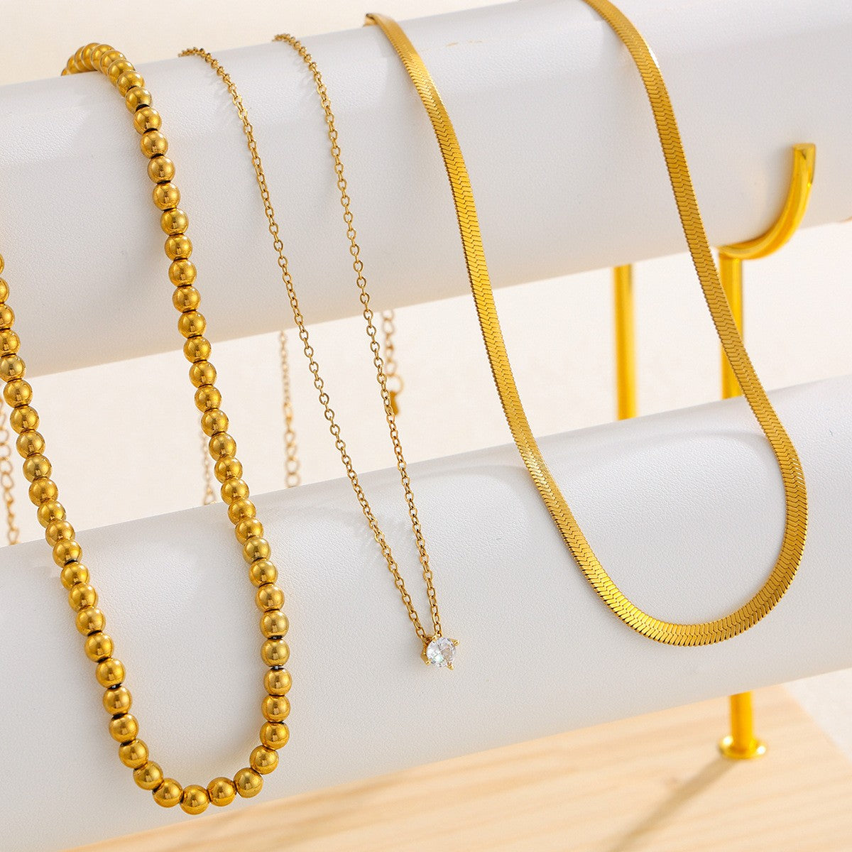 Classy Layered Snake & Bead Necklace