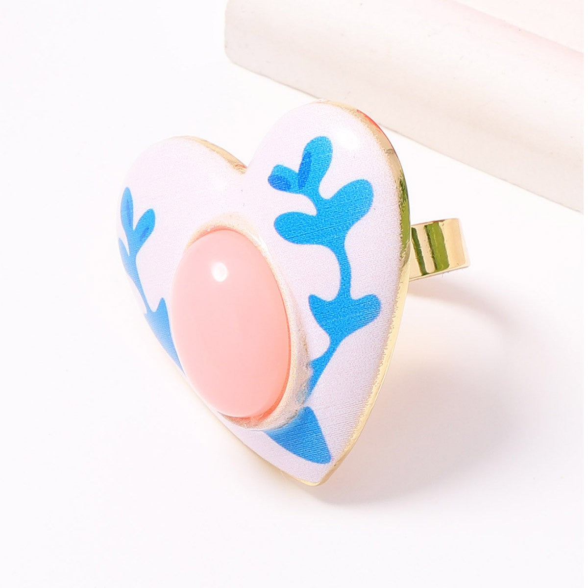 Romantic Enamel Floral Open Ring