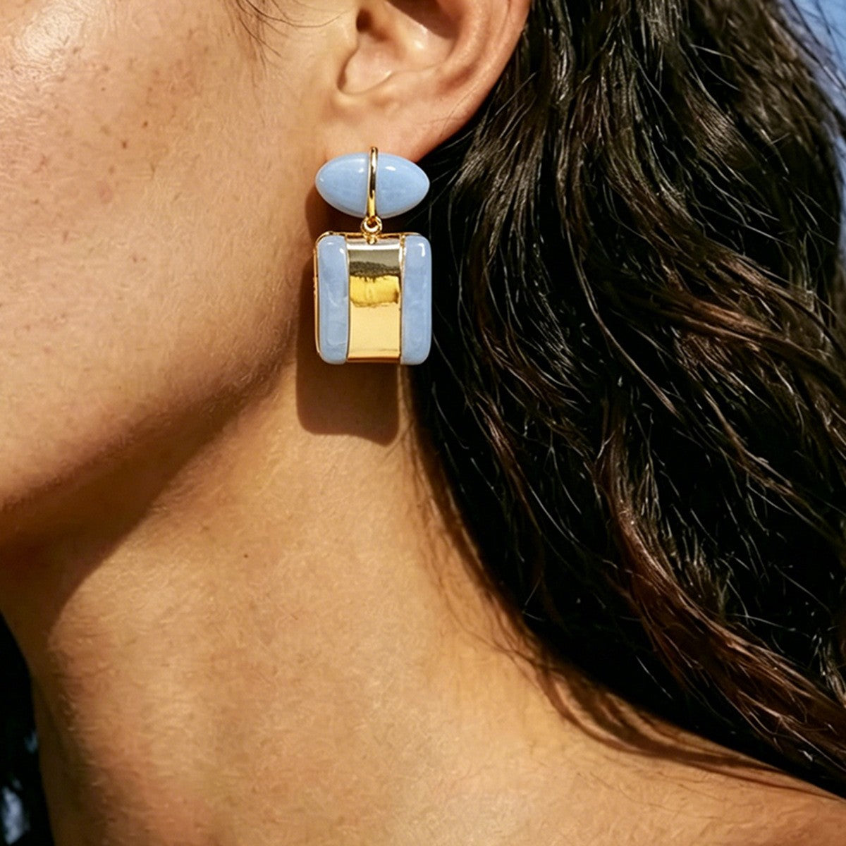 Classy Vintage Green Geometric Resin Drop Earrings