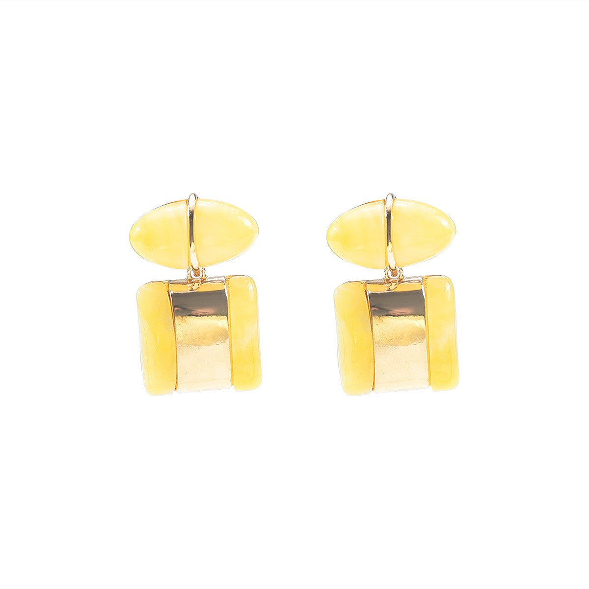 Classy Vintage Green Geometric Resin Drop Earrings