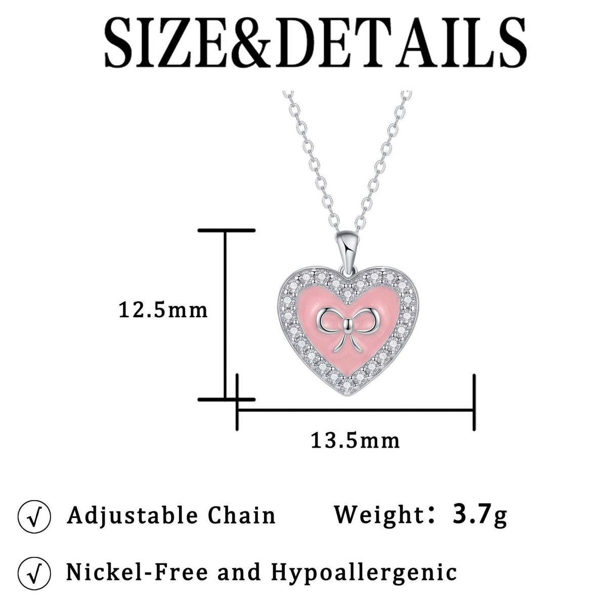Romantic Enamel Heart Bow Necklace