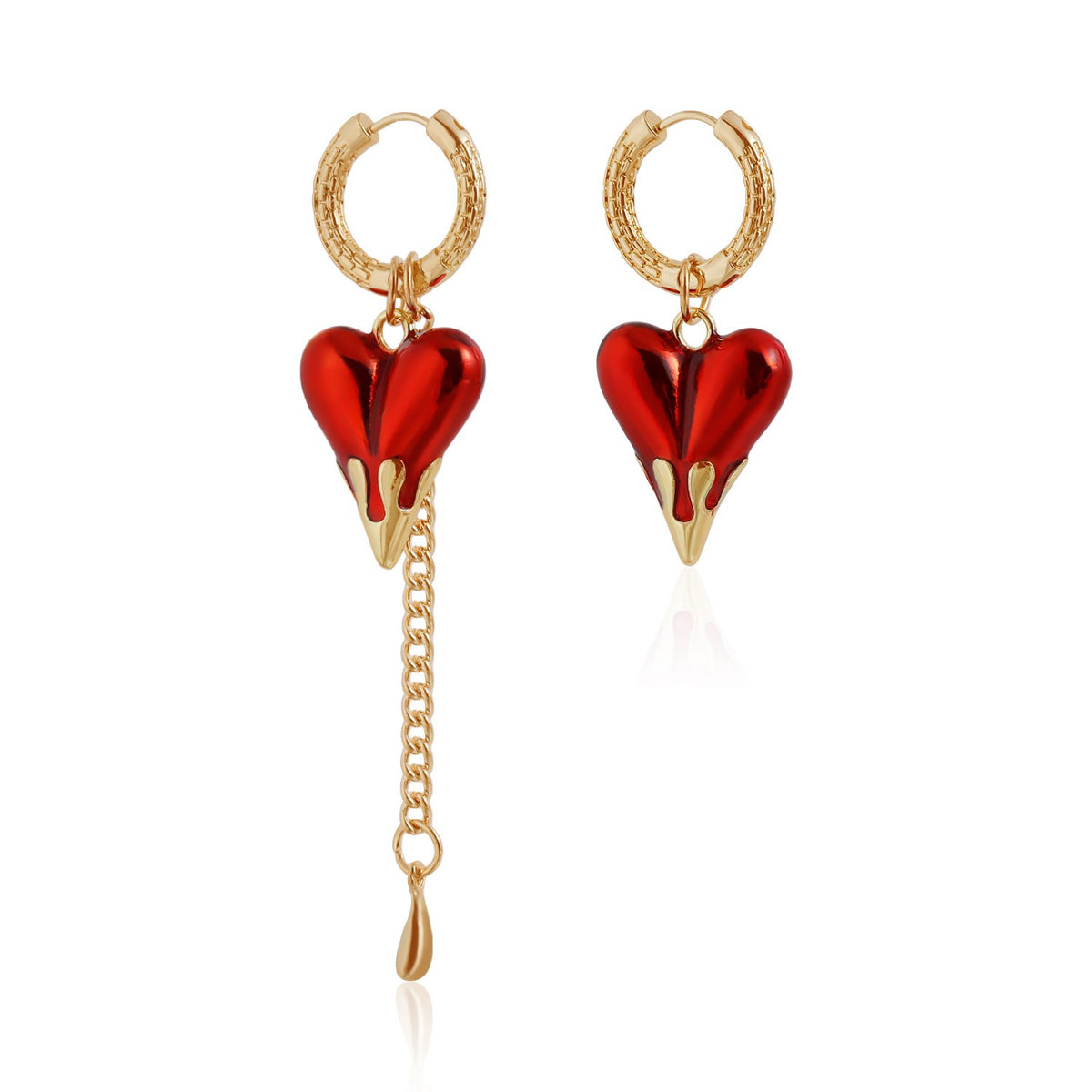 Romantic Red Beaded Heart Necklace & Earring Set