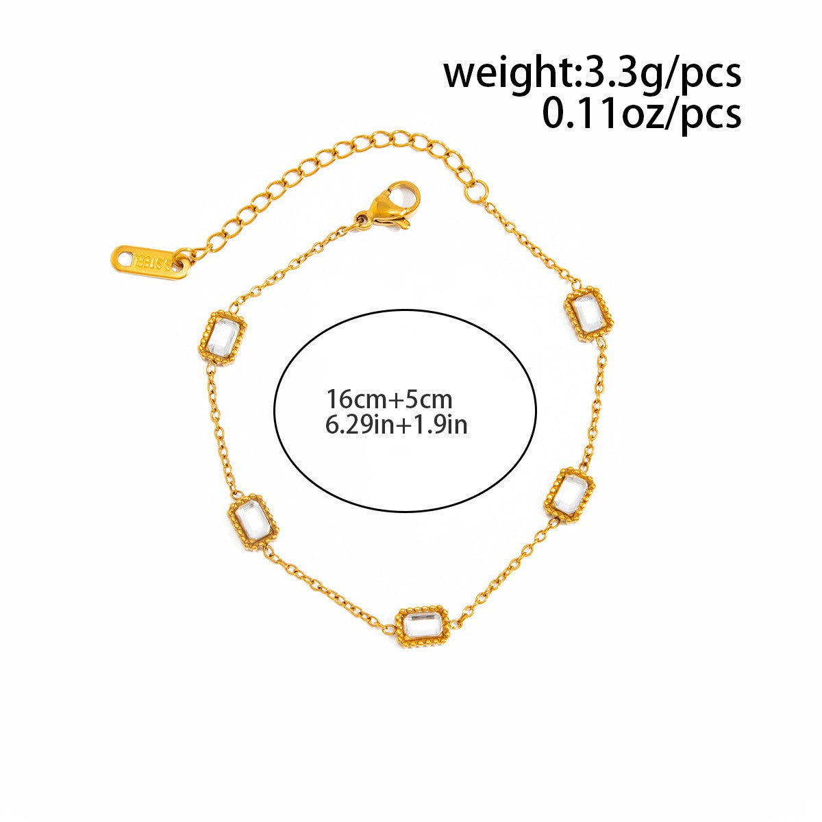 Classy Geometric Chain & Bead Bracelet Stack