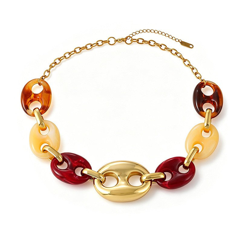 Classy Multicolor Resin Mariner Link Necklace