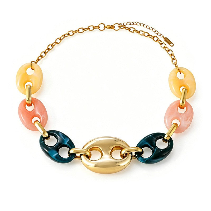 Classy Multicolor Resin Mariner Link Necklace