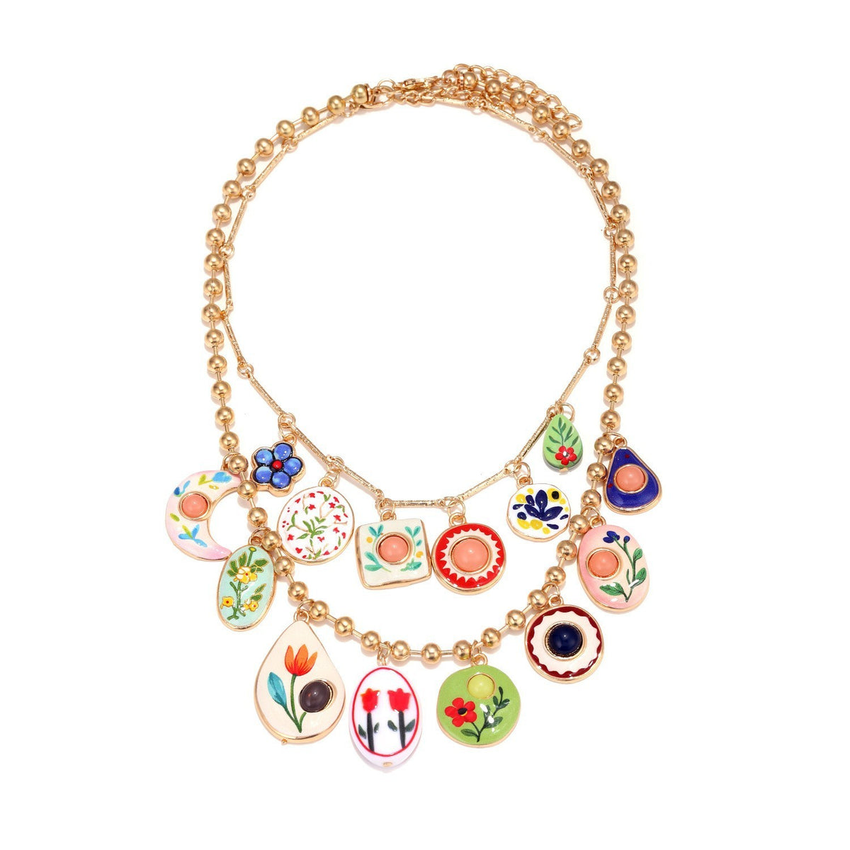 Romantic Asymmetric Enamel Drop Earrings