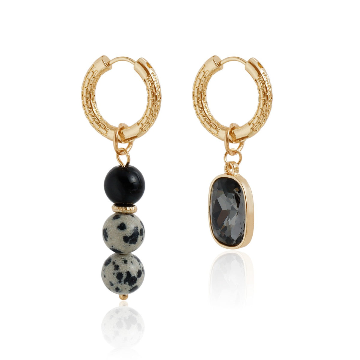 Boho Dalmatian Stone Layered Necklace & Earring Set