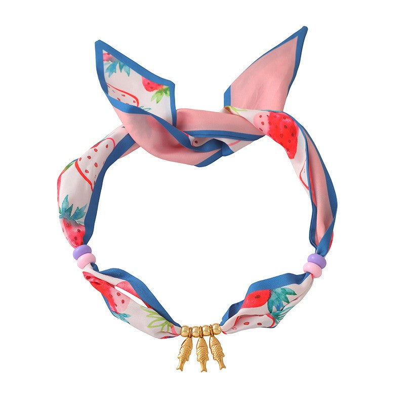 Boho Tropical Print Scarf Shell Necklace