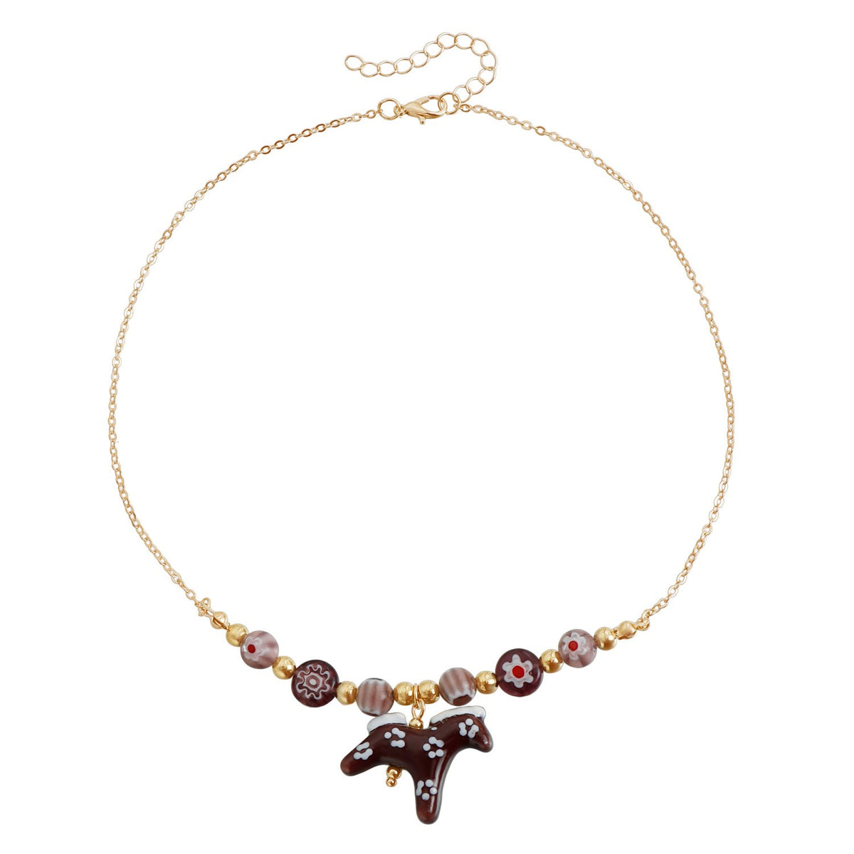 Classy Beaded Horse Pendant Necklace