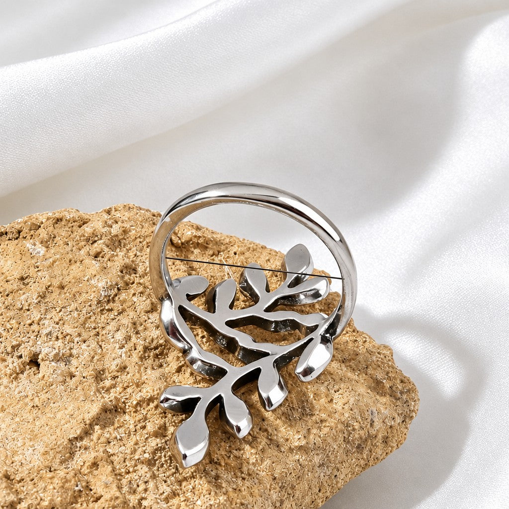 Romantic Multicolor Leaf Open Ring