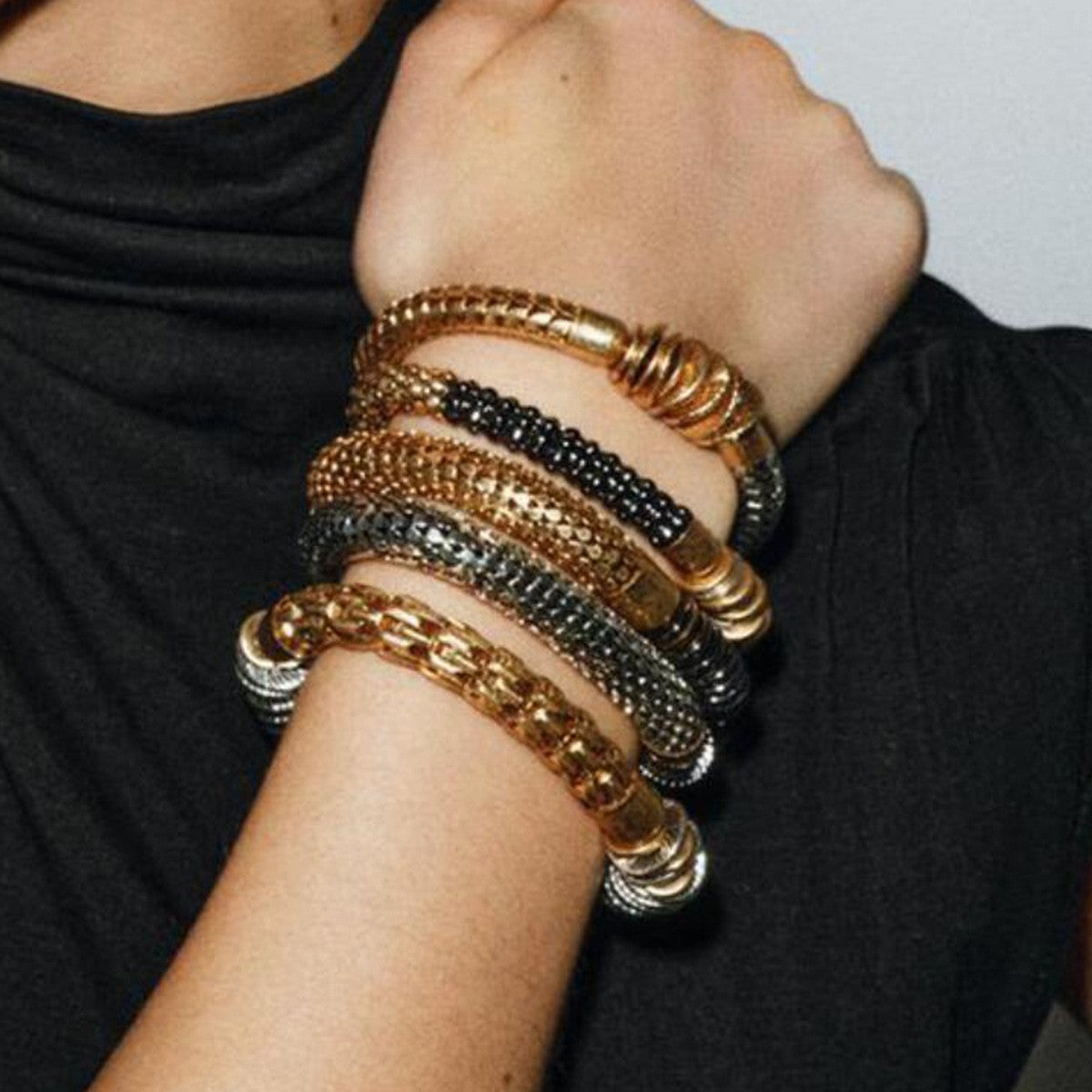 Classy Mixed Texture Stackable Bangle Set