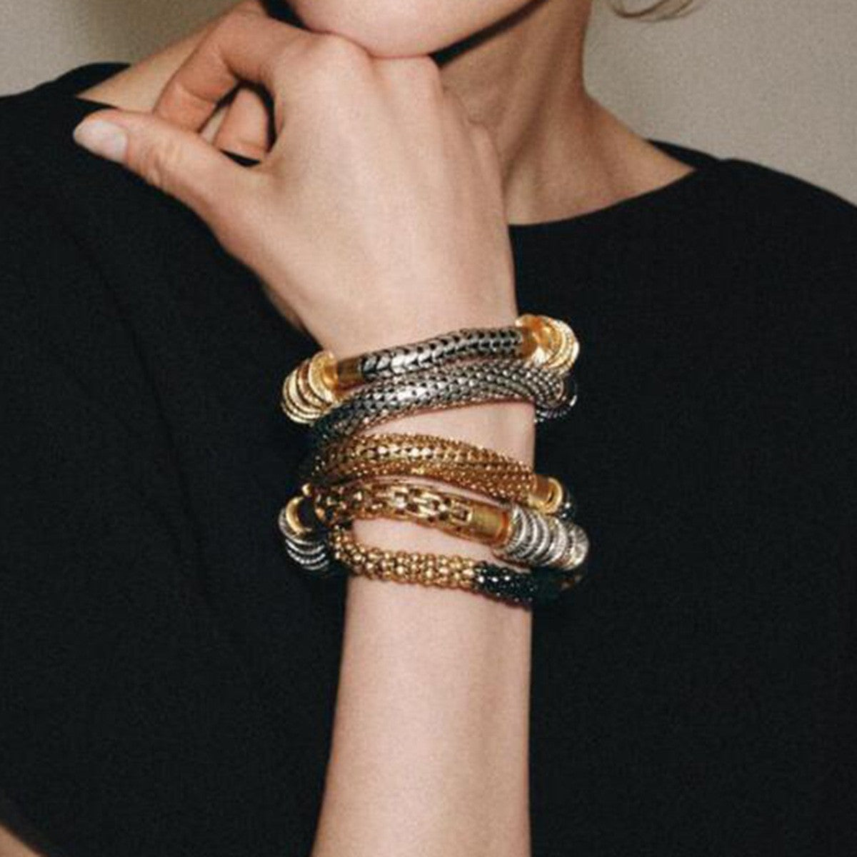 Classy Mixed Texture Stackable Bangle Set