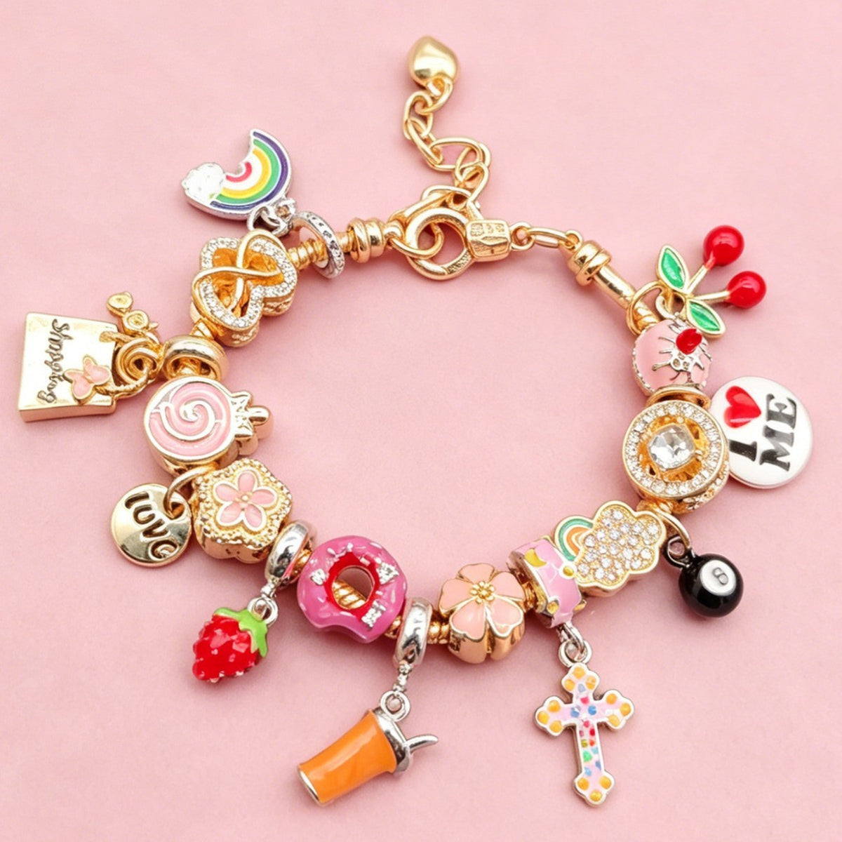 Dainty Mixed Enamel Charm Bracelet