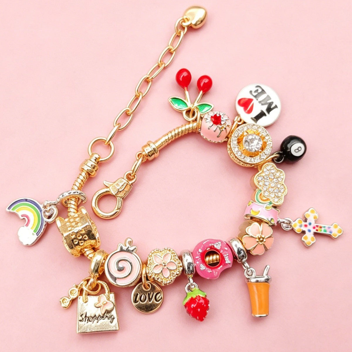 Dainty Mixed Enamel Charm Bracelet