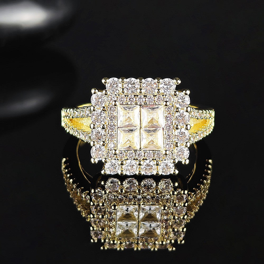 Classy Square Halo Zircon Ring