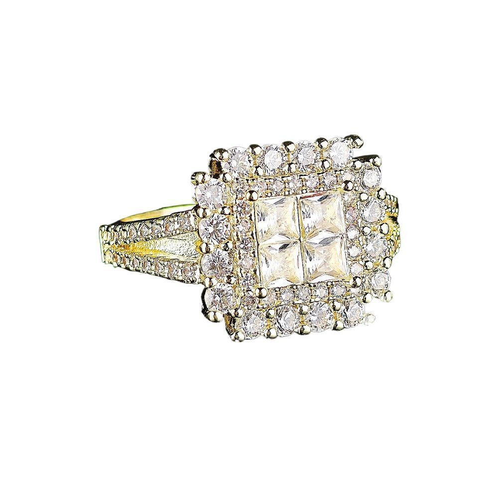 Classy Square Halo Zircon Ring