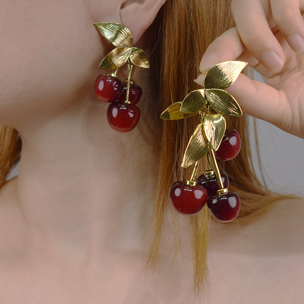 Romantic Red Cherry Drop Earrings