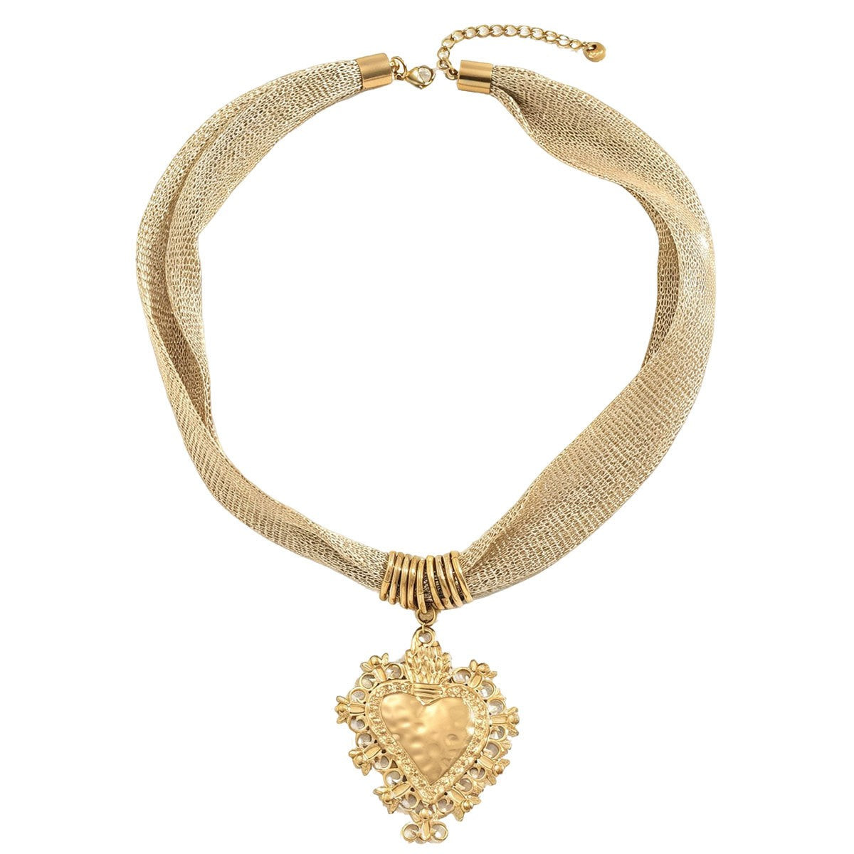 Classy Mesh Ribbon Heart Necklace