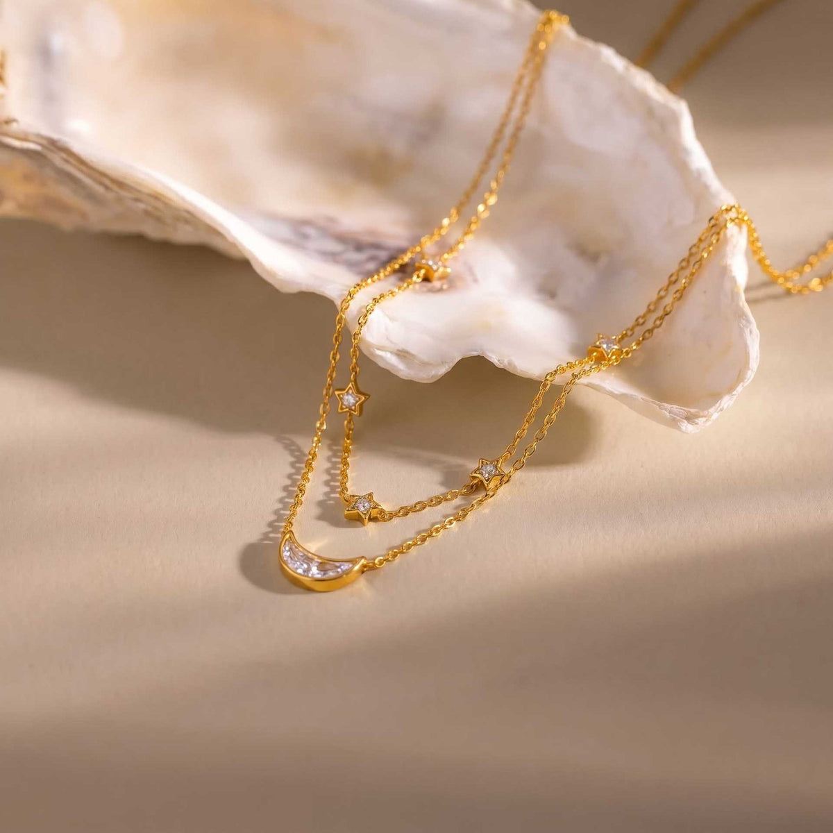 Dainty Baguette & Heart Layered Necklace