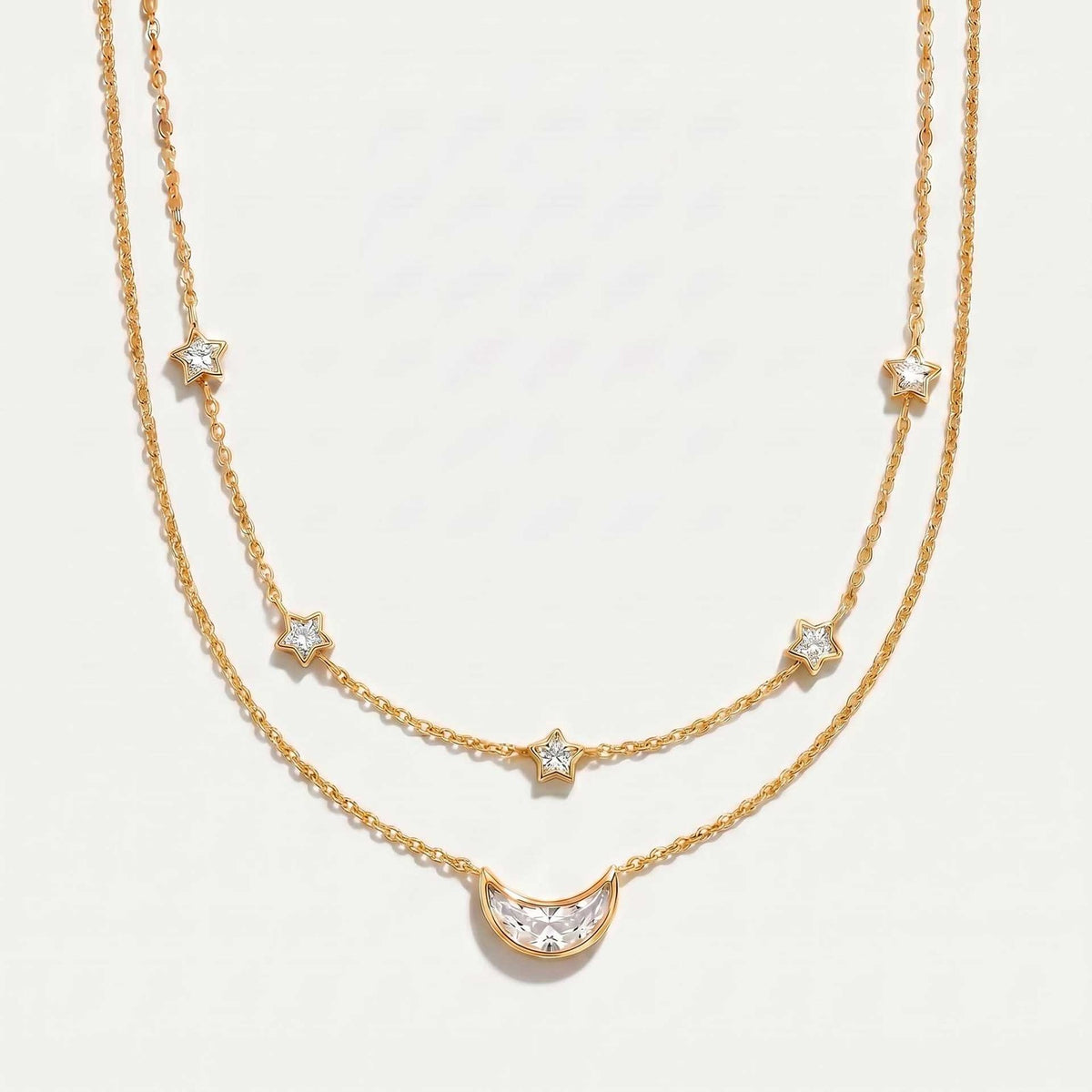 Dainty Baguette & Heart Layered Necklace